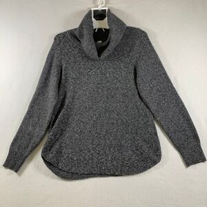 Tahari Women's Pullover Long Sleeve Cowl‎ Neck Knit Sweater Gray Size M